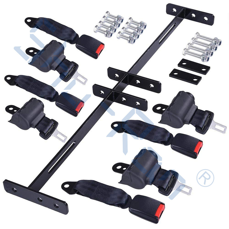 Universal retractable negro del pasajero de Kit Club Car EZGO Yamaha 4 del cinturón de seguridad del carro de golf