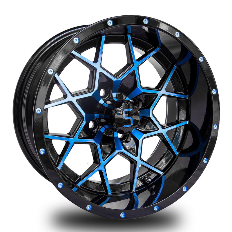 El carro de golf adaptable de 14 pulgadas bordea la aleación de aluminio negra brillante azul bordea ET-25