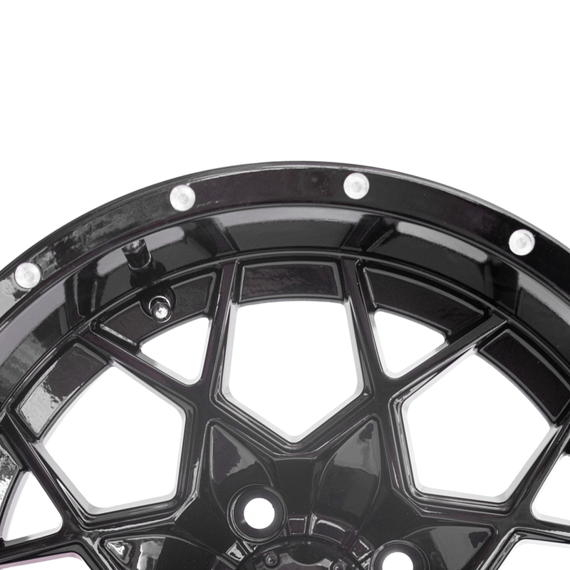 Vórtice ruedas de aluminio PCD negro brillante 4/101.6 del carro de golf de 14 pulgadas