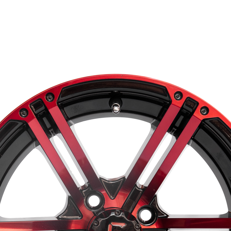 14 modelo rojo 101,6 PCD del perno del negro brillante 4X4 de las ruedas de aluminio del carro de golf de la pulgada 7 pulgadas de par en par