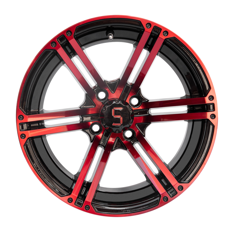 14 modelo rojo 101,6 PCD del perno del negro brillante 4X4 de las ruedas de aluminio del carro de golf de la pulgada 7 pulgadas de par en par