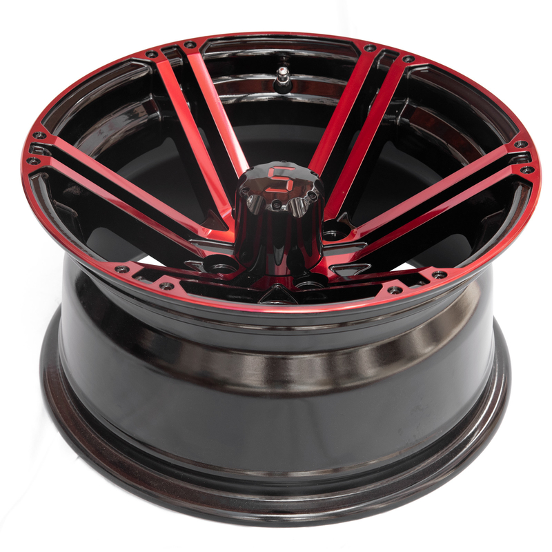 14 modelo rojo 101,6 PCD del perno del negro brillante 4X4 de las ruedas de aluminio del carro de golf de la pulgada 7 pulgadas de par en par