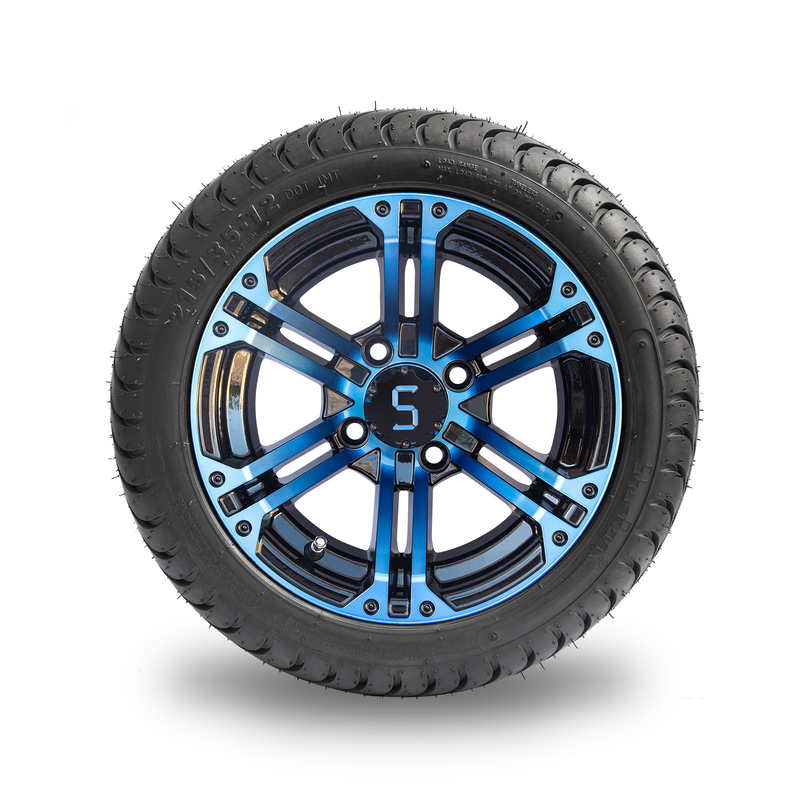 Bordes y neumático 4 negros brillantes azules combinados/101,6 PCD del carro de golf de 12 pulgadas