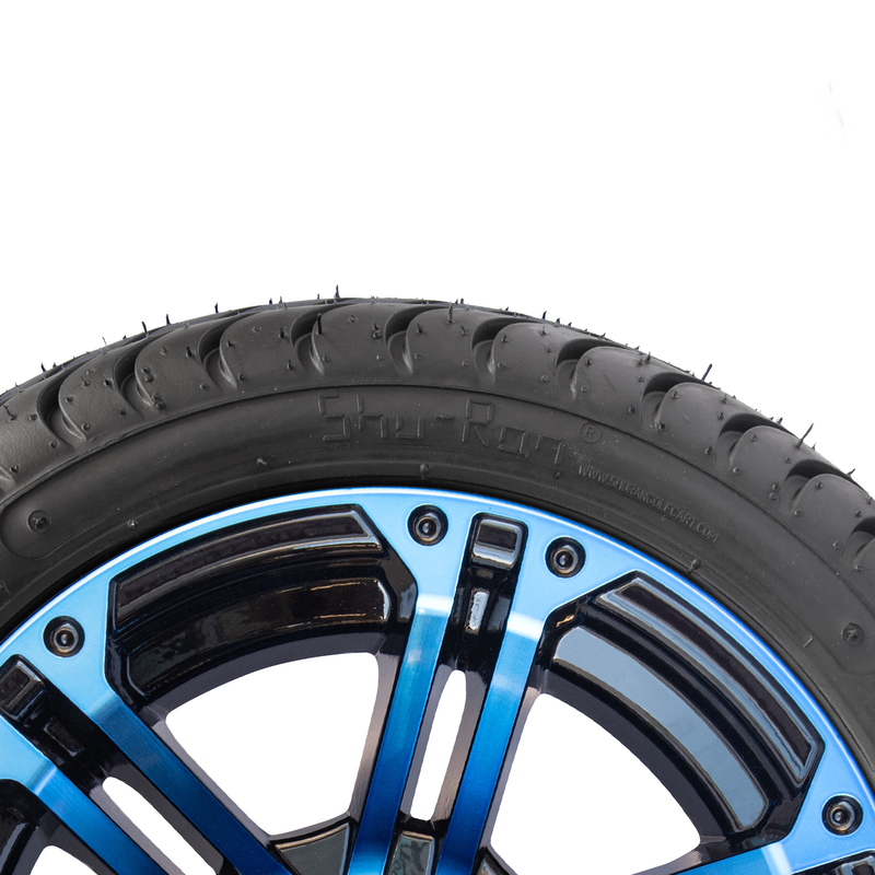 Bordes y neumático 4 negros brillantes azules combinados/101,6 PCD del carro de golf de 12 pulgadas
