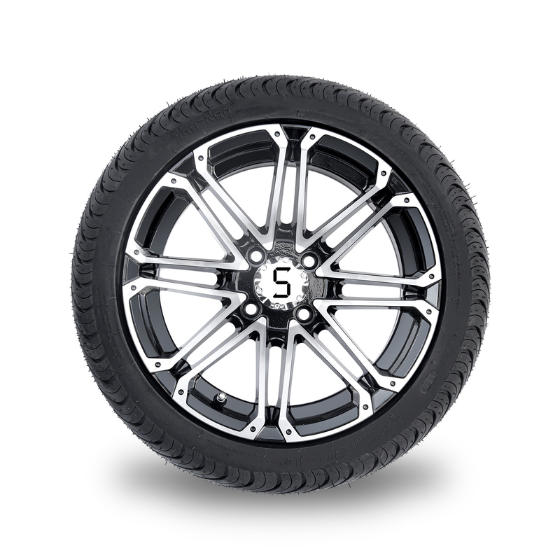 las ruedas del carro de golf 14x7 y el neumático combinado de la calle 225/30-14 de los neumáticos trabajaron a máquina negro brillante