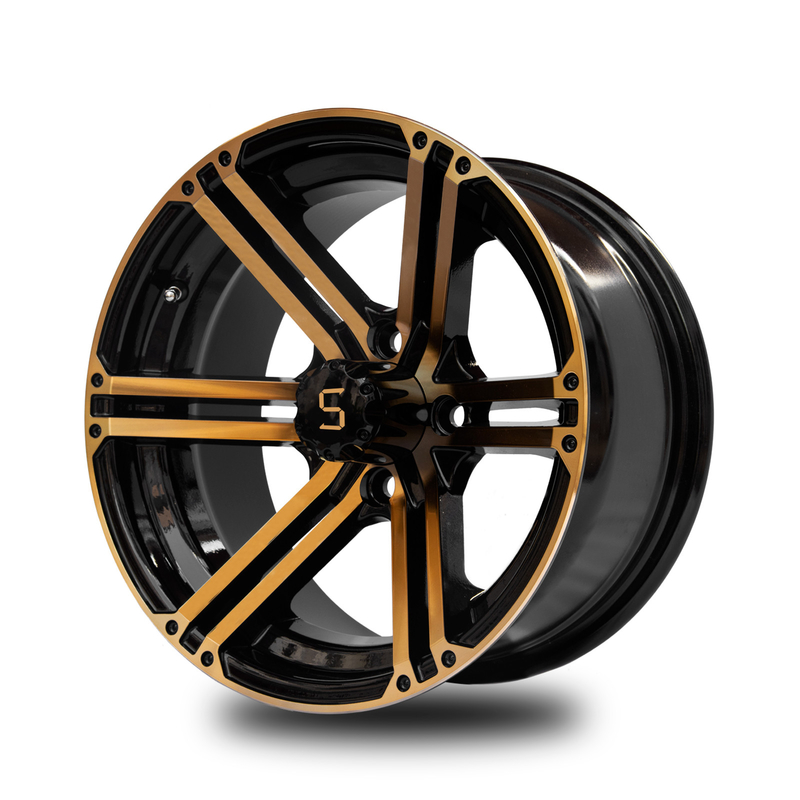 12x7 / oro de las ruedas del carro de golf 14x7/negro brillante 4/101,6 PCD -25 Y