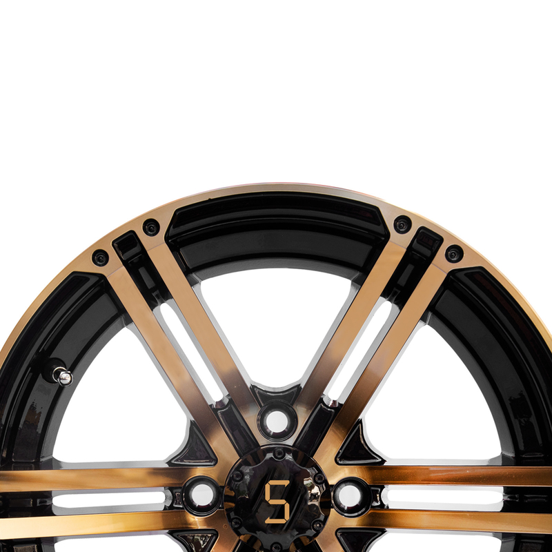 12x7 / oro de las ruedas del carro de golf 14x7/negro brillante 4/101,6 PCD -25 Y