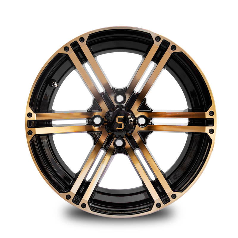 12x7 / oro de las ruedas del carro de golf 14x7/negro brillante 4/101,6 PCD -25 Y
