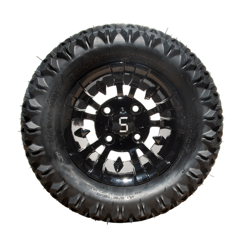 10 pulgadas de carrito de golf rueda y neumático combo 20 × 10-10 ATV Mecánica / Brillante Negro