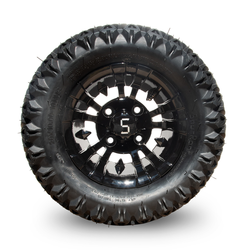 10 pulgadas de carrito de golf rueda y neumático combo 20 × 10-10 ATV Mecánica / Brillante Negro