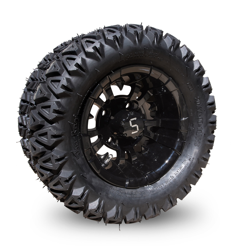 10 pulgadas de carrito de golf rueda y neumático combo 20 × 10-10 ATV Mecánica / Brillante Negro