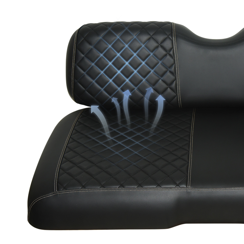 Base Negra con patrón de doble diamante Camas de asiento delanteras para carros de golf para EZGO RXV