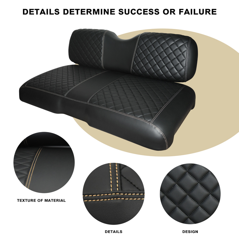 Base Negra con patrón de doble diamante Camas de asiento delanteras para carros de golf para EZGO RXV