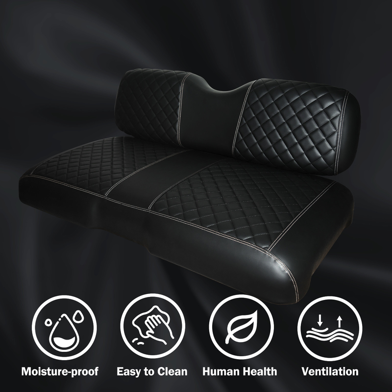 Base Negra con patrón de doble diamante Camas de asiento delanteras para carros de golf para EZGO RXV