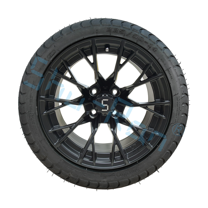 Venta al por mayor de llantas negras brillantes de 14 pulgadas con aprobación DOT neumático para carros de golf