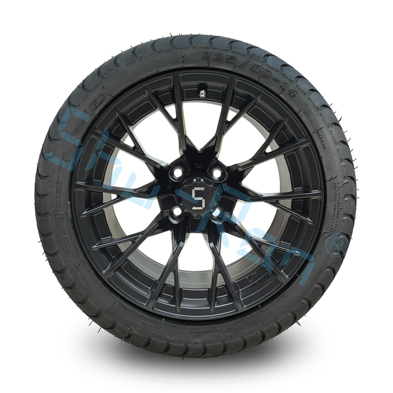 Venta al por mayor de llantas negras brillantes de 14 pulgadas con aprobación DOT neumático para carros de golf