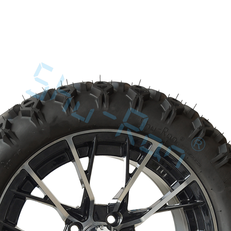 Exclusivo Carro de Golf Machinado Rueda Negra Brillante de 14 pulgadas neumático con borde para Carros de Golf