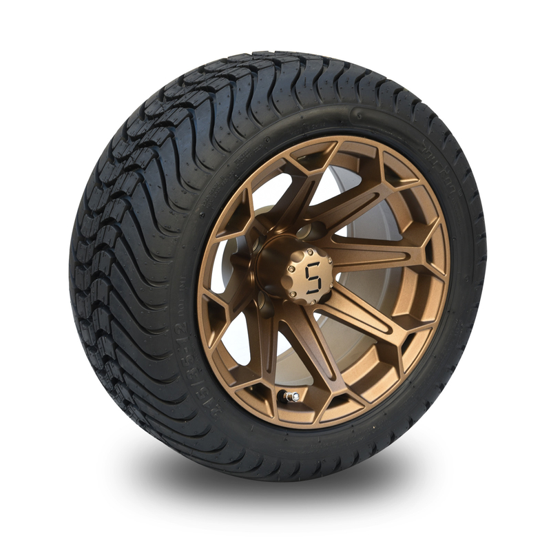 Carro de golf ruedas de 12 pulgadas y modelo de aluminio de bronce del perno de DOT Tyres Assembly 4x4 del perfil bajo 215/35-12