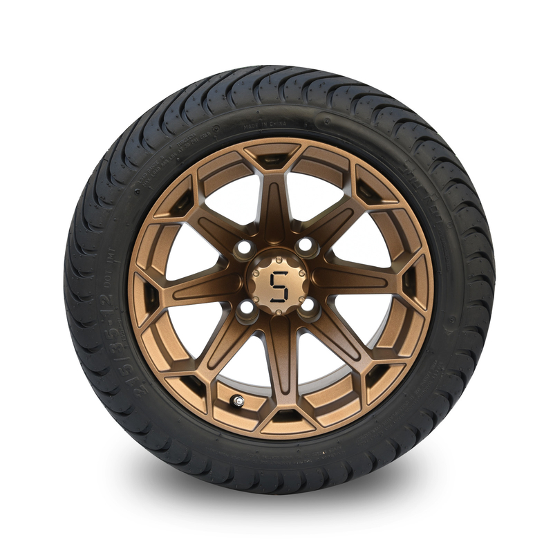 Carro de golf ruedas de 12 pulgadas y modelo de aluminio de bronce del perno de DOT Tyres Assembly 4x4 del perfil bajo 215/35-12