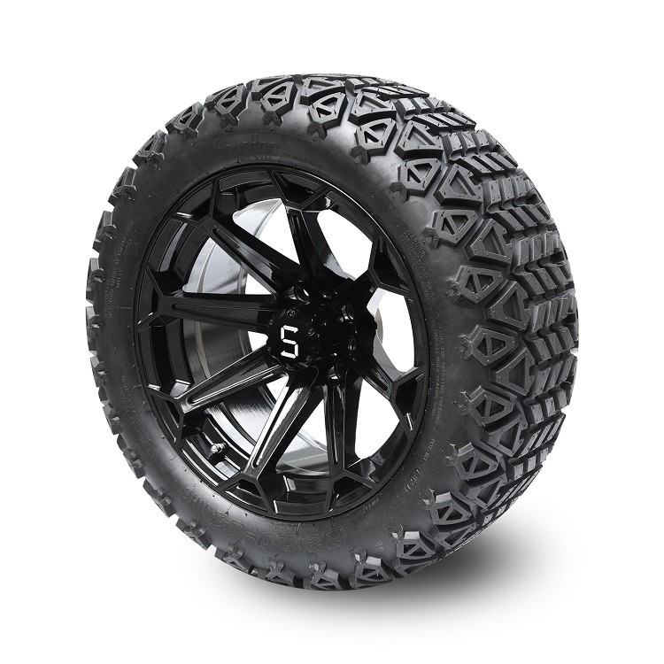 Carro de golf ruedas negras brillantes y 22x10-14 DOT Tires de 14 pulgadas con las nueces de centro del casquillo y del estirón