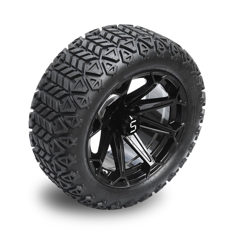 Carro de golf ruedas negras brillantes y 22x10-14 DOT Tires de 14 pulgadas con las nueces de centro del casquillo y del estirón
