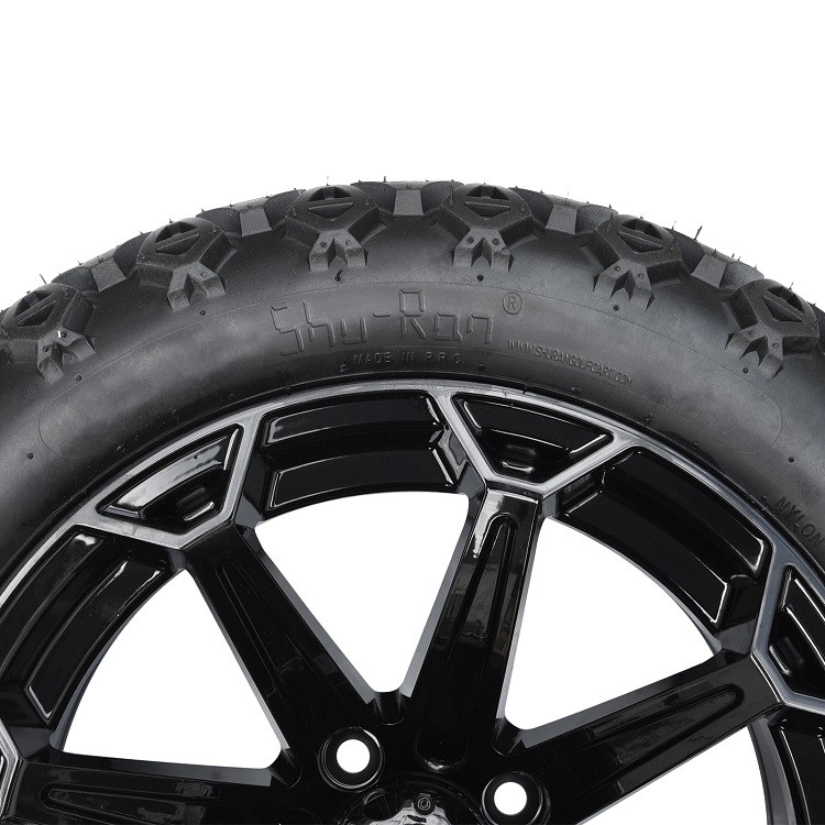Carro de golf ruedas negras brillantes y 22x10-14 DOT Tires de 14 pulgadas con las nueces de centro del casquillo y del estirón