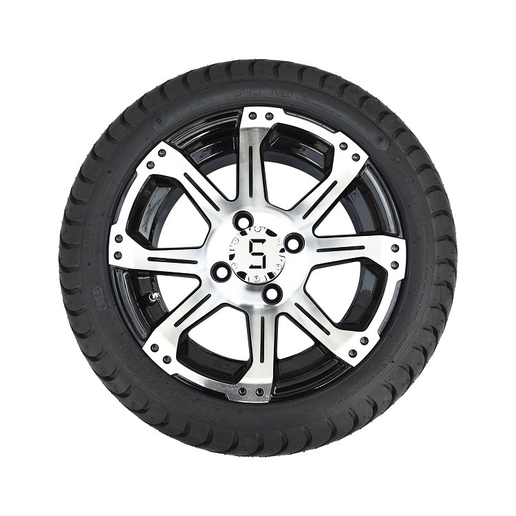 Ruedas y neumáticos de aluminio negros del carro de golf de 12 pulgadas 215 35 12 con 8 rayos