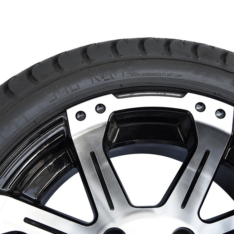 Ruedas y neumáticos de aluminio negros del carro de golf de 12 pulgadas 215 35 12 con 8 rayos