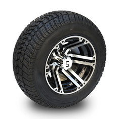 10' Golf Cart Rim Y 205/50-10 DOT Street Tire Assembly - Mecánica / Negro Brillante