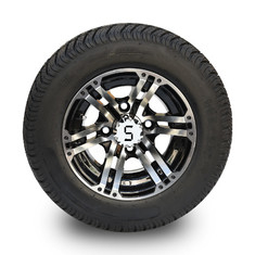 10' Golf Cart Rim Y 205/50-10 DOT Street Tire Assembly - Mecánica / Negro Brillante