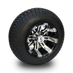 10' Golf Cart Rim Y 205/50-10 DOT Street Tire Assembly - Mecánica / Negro Brillante