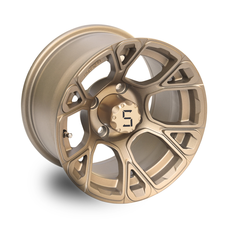 Las ruedas del carro de golf de 12 pulgadas broncean Y el modelo 101,6 PCD del perno de -25mm 4x4