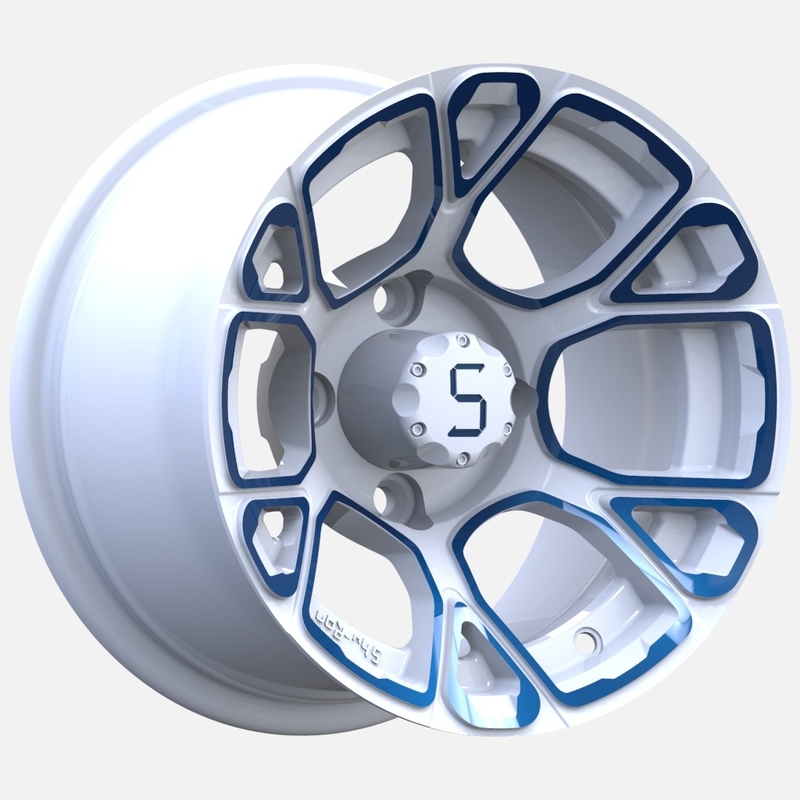 12 pulgadas compensación de aluminio -25 de azul del carro de golf/blanca de las ruedas PCD 4/101.6