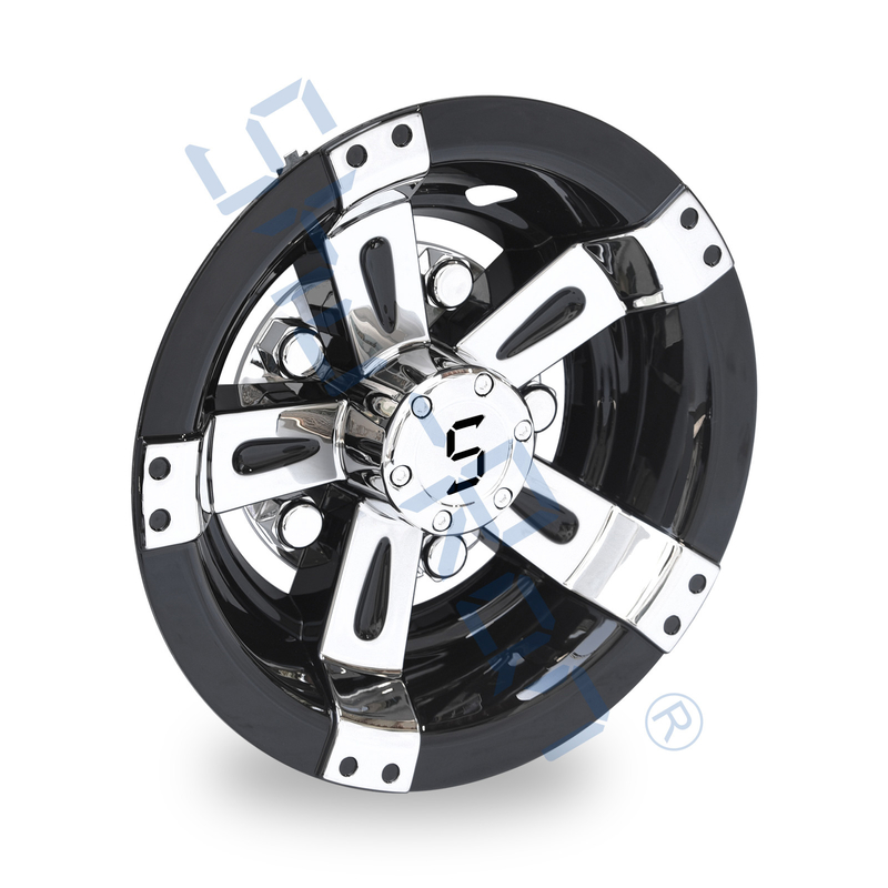 Universal del carro de golf 8/10 pulgada del ABS de cubiertas de rueda plásticas - Black&Chrome con el logotipo de S (fije de 4)