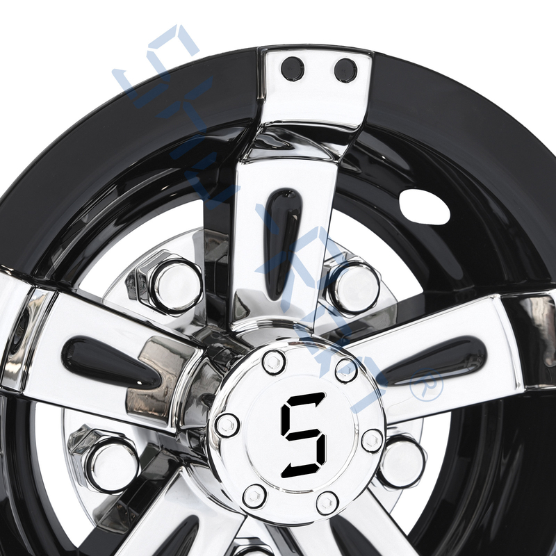 Universal del carro de golf 8/10 pulgada del ABS de cubiertas de rueda plásticas - Black&Chrome con el logotipo de S (fije de 4)